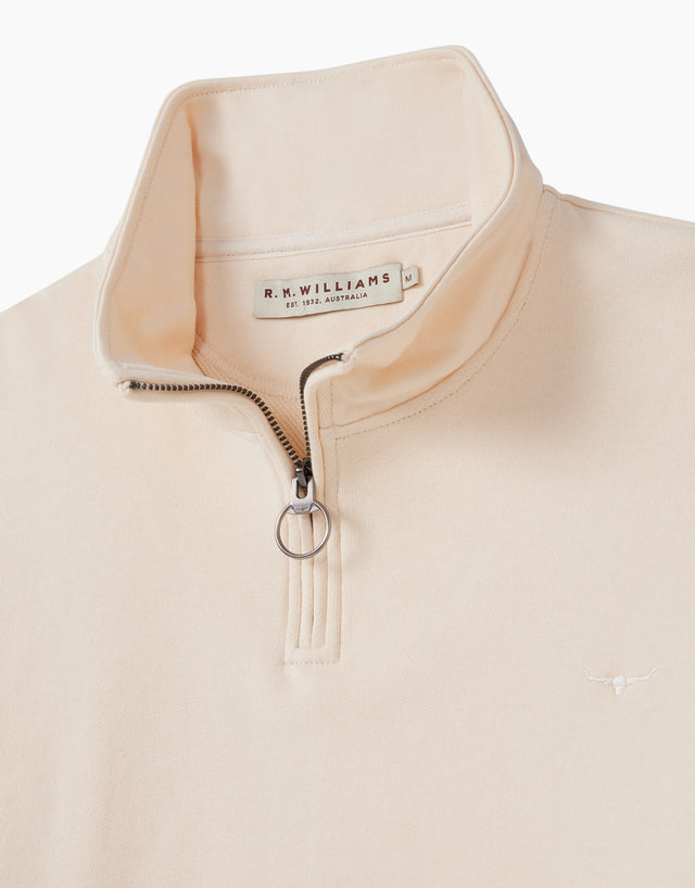 R.M.Williams Mount Loopback Cream Quarter Zip