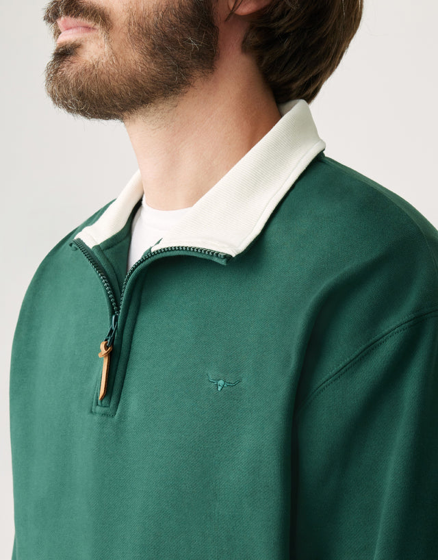 R.M.Williams Mulyungarie Bottle Green 1/4 Zip Sweatshirt