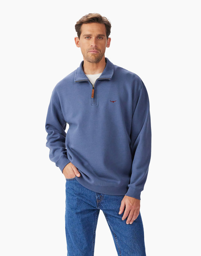 R.M. Williams Mulyungarie 1/4 Zip Blue Sweatshirt