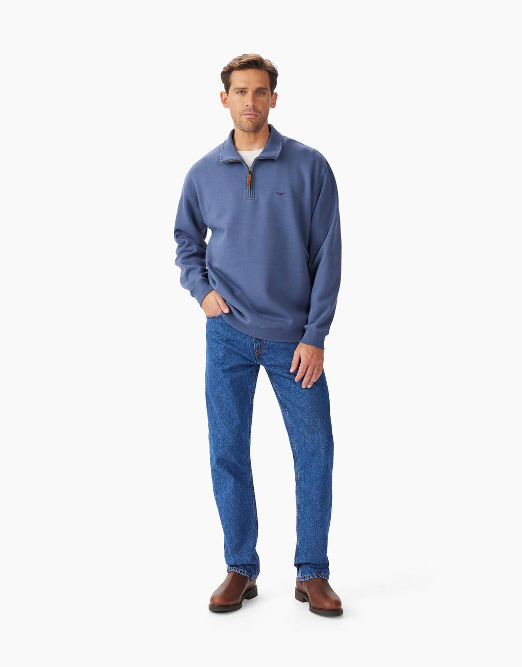 R.M. Williams Mulyungarie 1/4 Zip Blue Sweatshirt