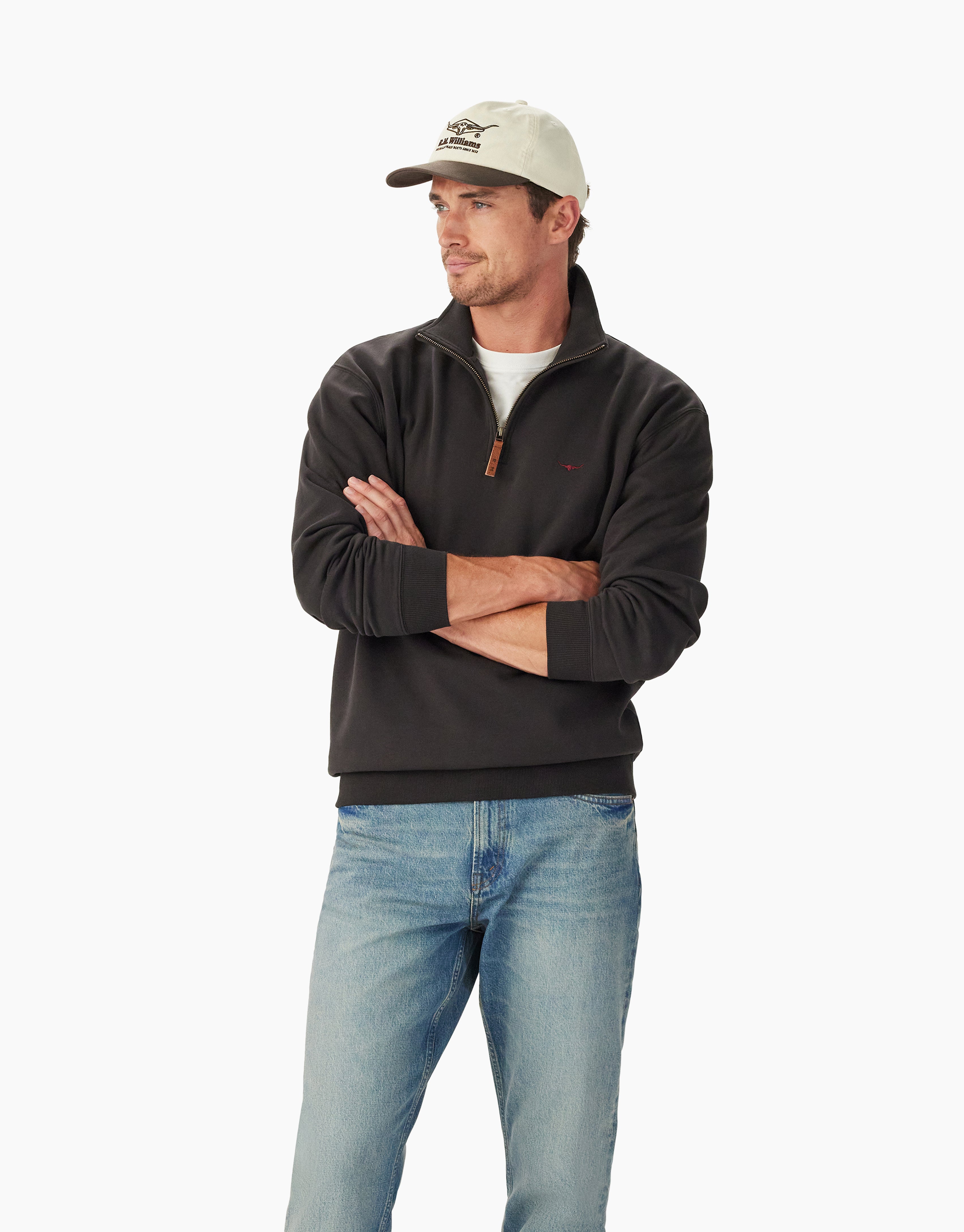 R.M. Williams Mulyungarie 1/4 Zip Charcoal Sweatshirt