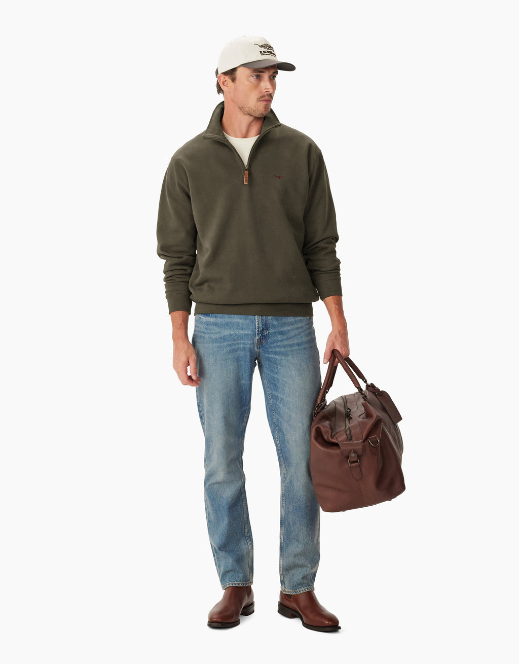 R.M. Williams Mulyungarie 1/4 Zip Olive Sweatshirt