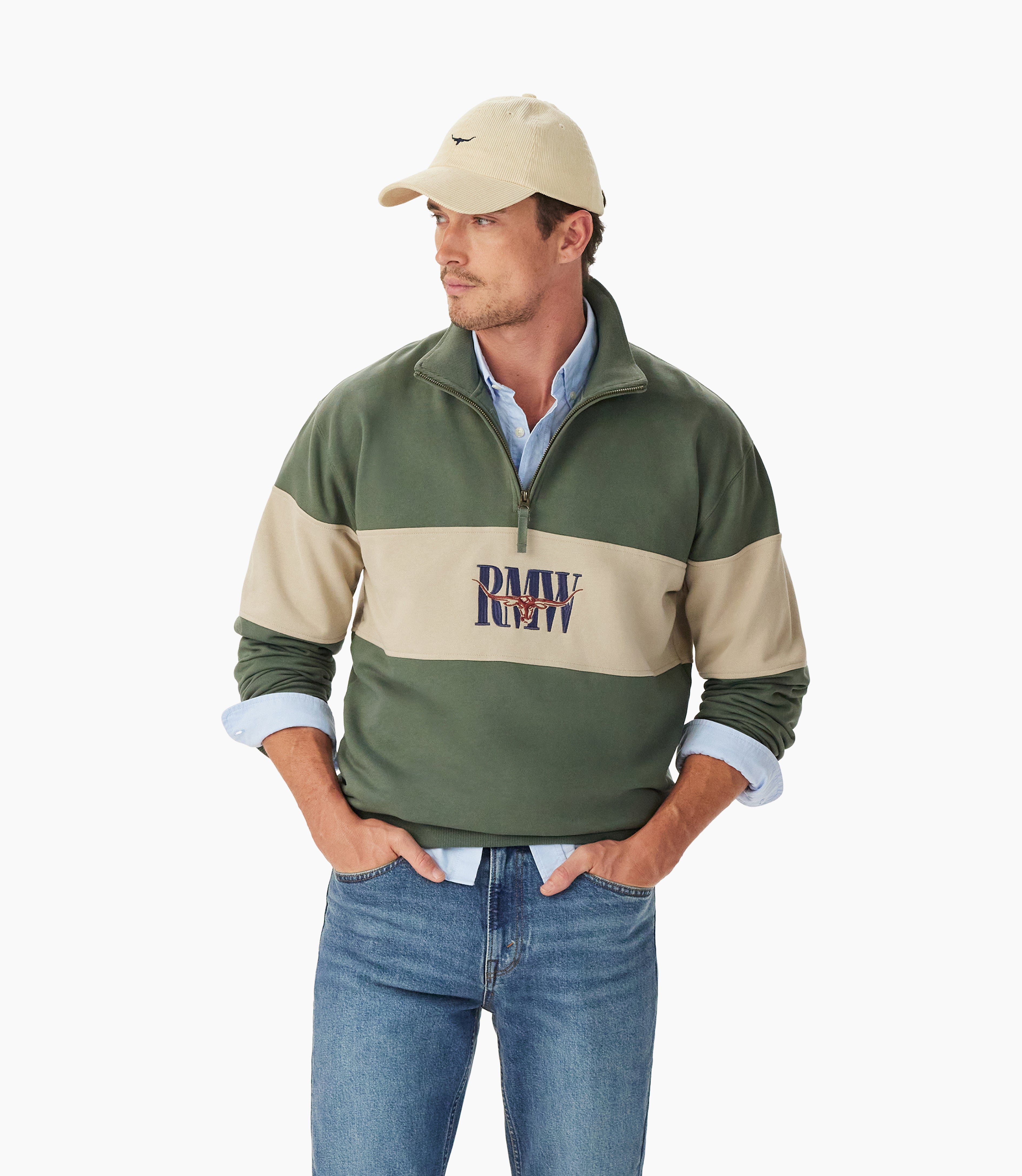 R.M. Williams Heritage 1/4 Zip Green Sweatshirt