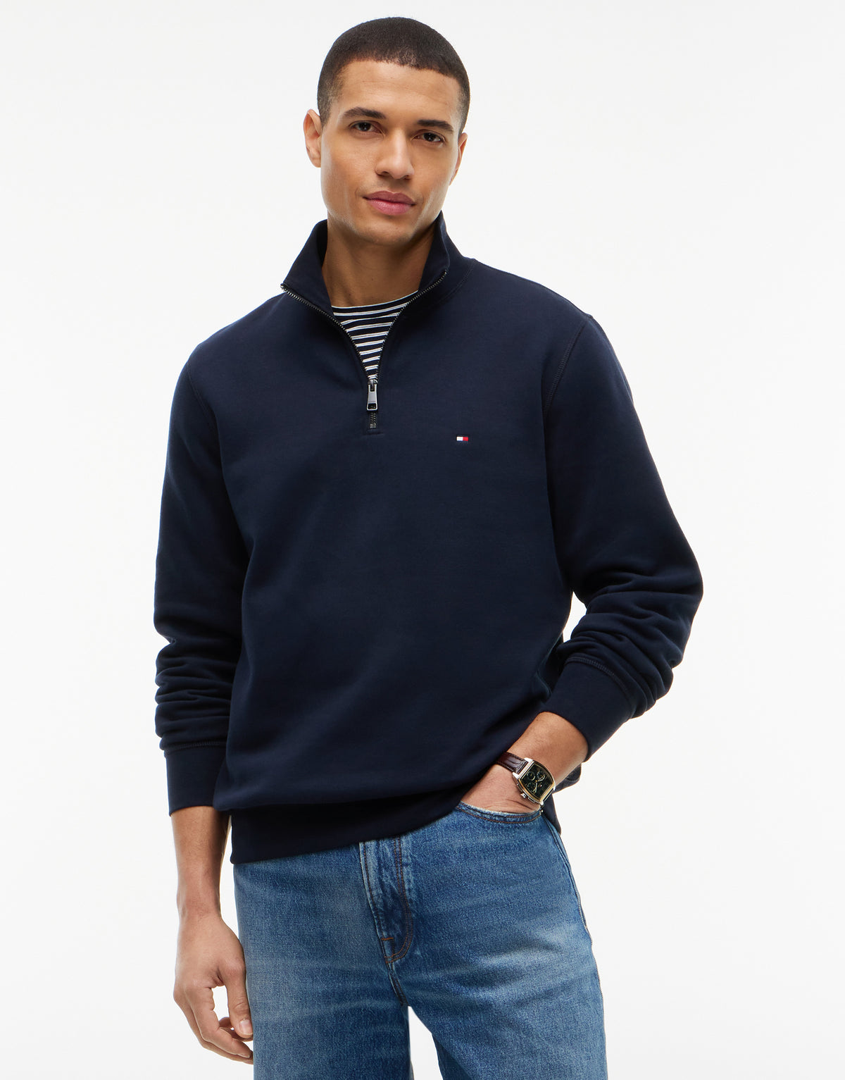 Tommy Hilfiger Essential Navy Blue Fleece 1/4 Zip