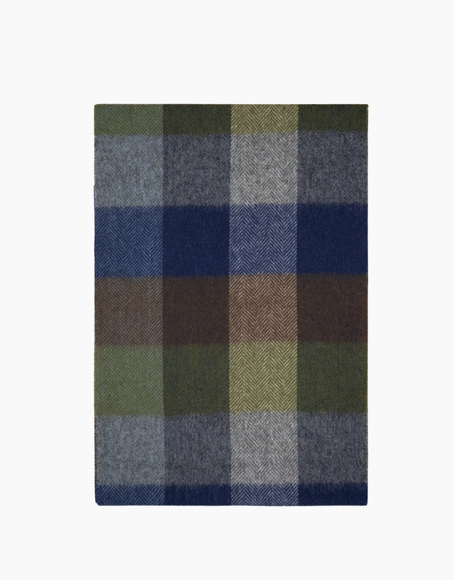 Blue And Brown Oversize Plaid Scarf