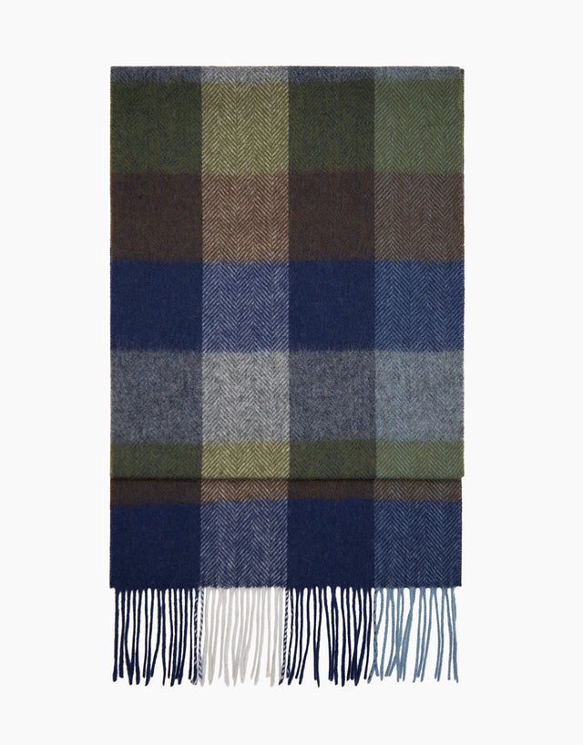Blue And Brown Oversize Plaid Scarf