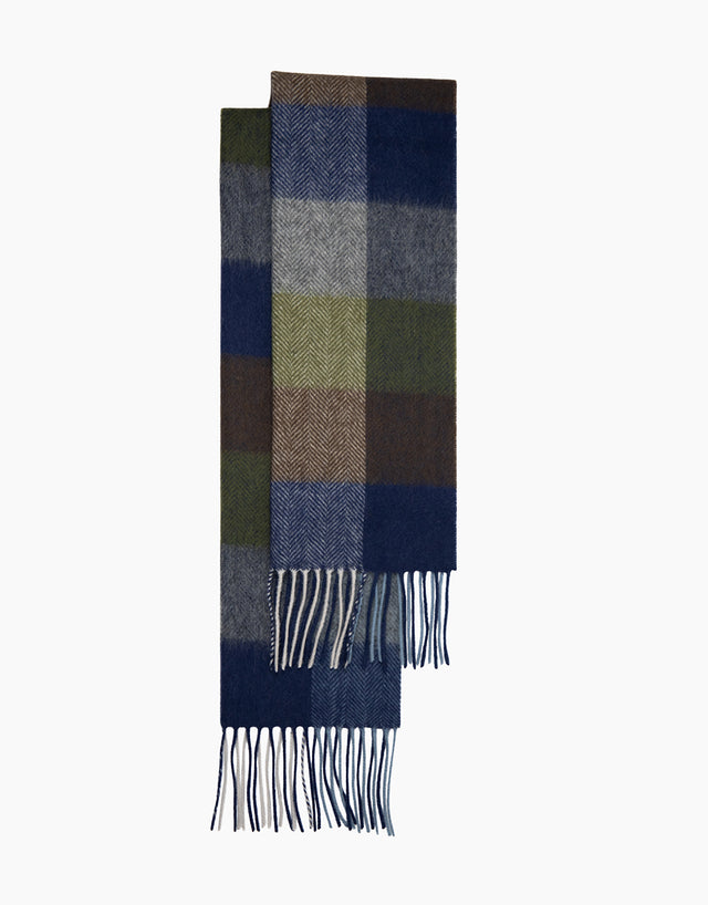Blue And Brown Oversize Plaid Scarf