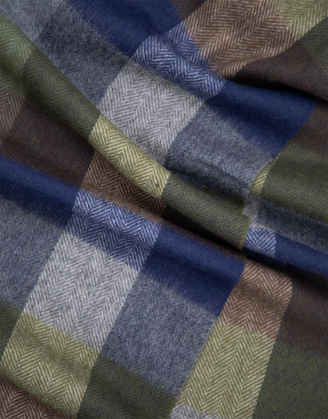 Blue And Brown Oversize Plaid Scarf