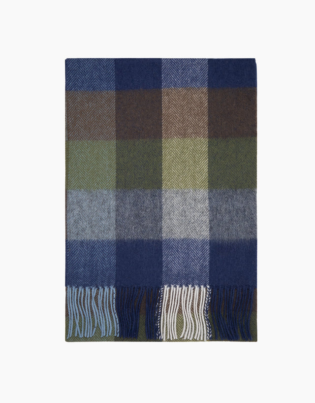 Blue And Brown Oversize Plaid Scarf