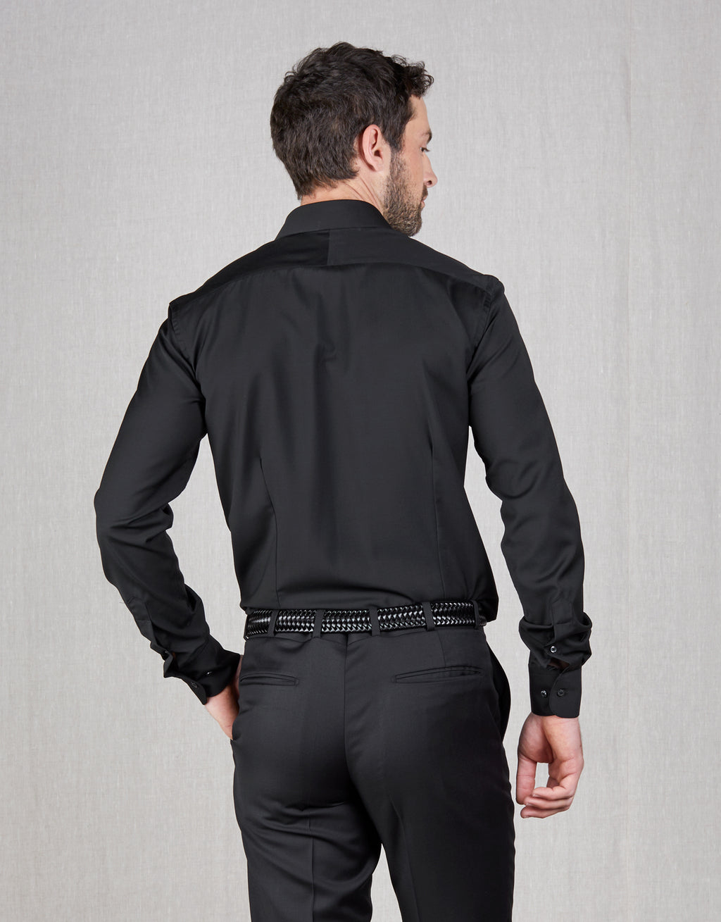 London Black Merino Wool Shirt