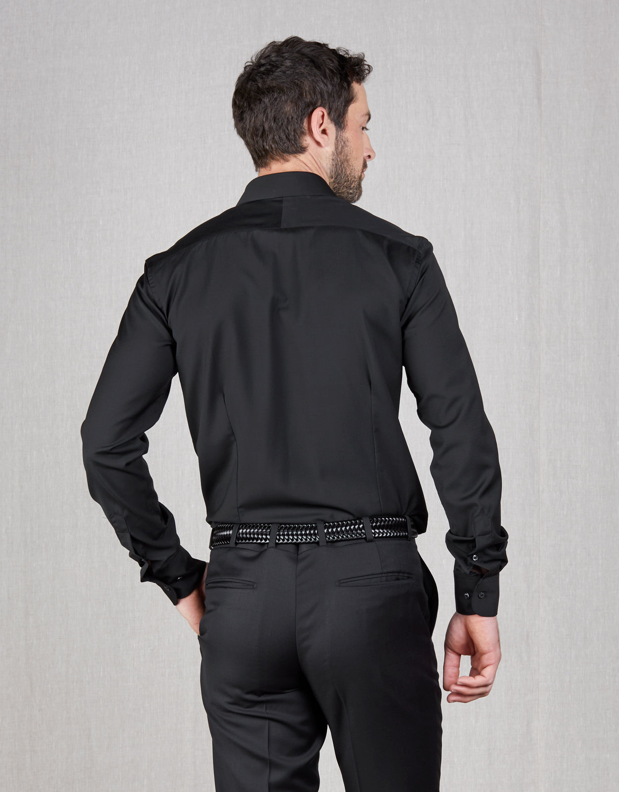 London Black Merino Wool Shirt