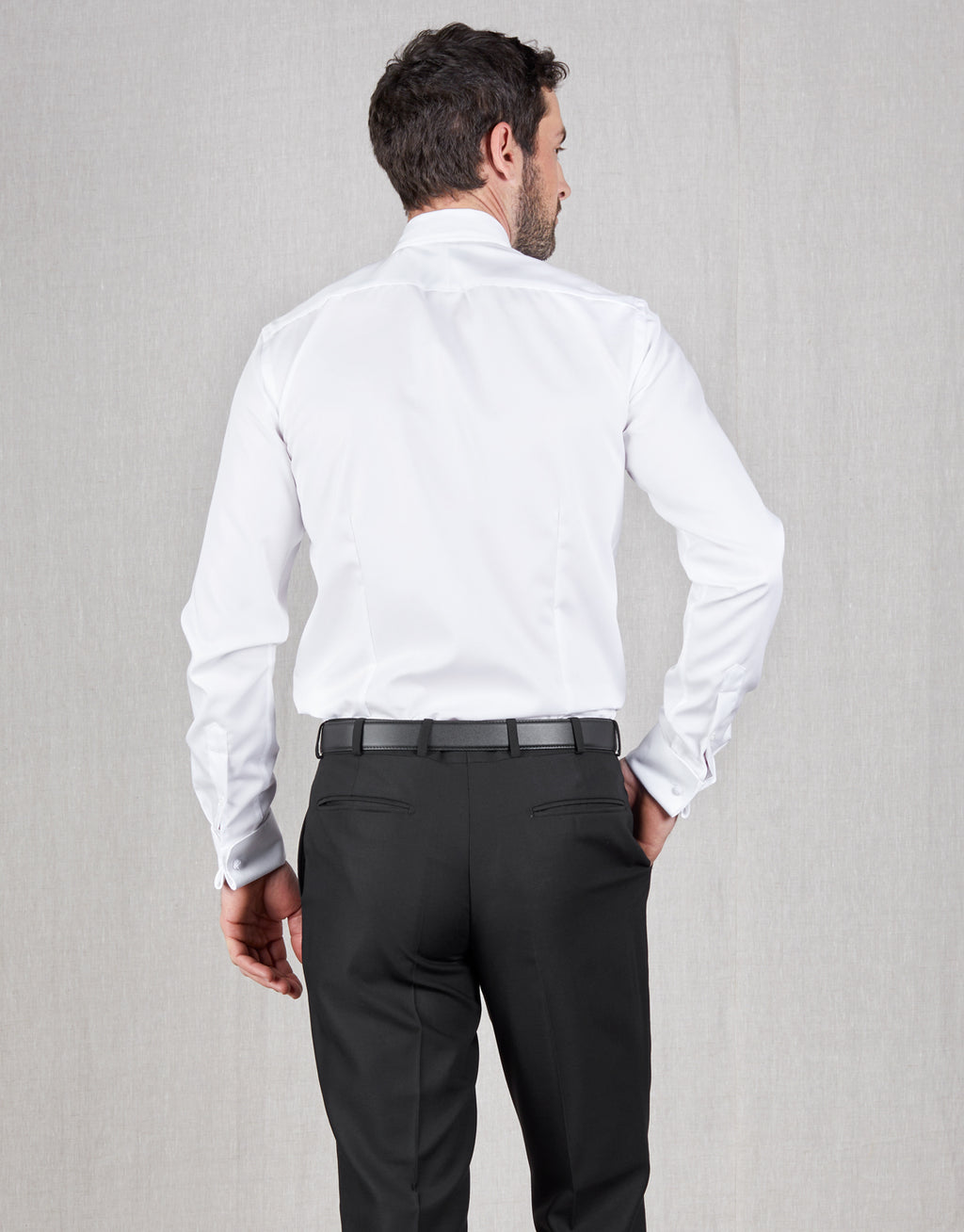Hire Strand White Twill Formal Shirt with Marcella Bib and Cuffs