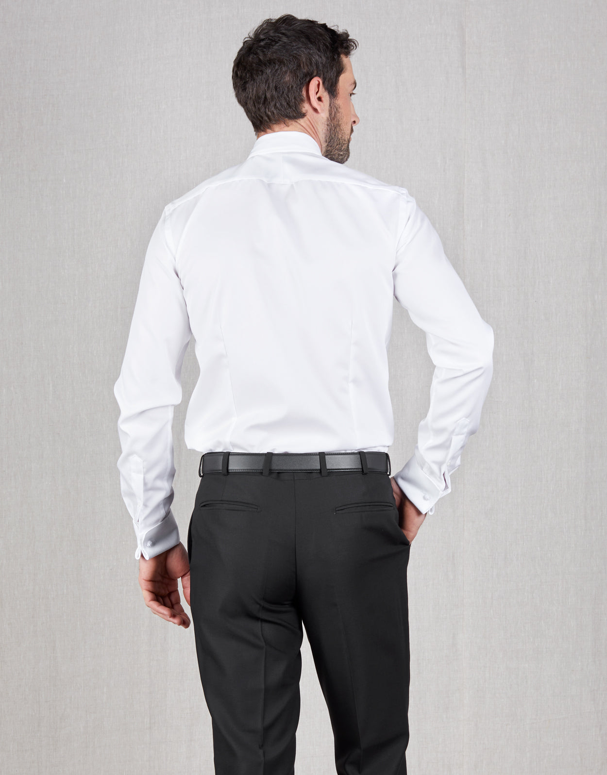Hire Strand White Twill Formal Shirt with Marcella Bib and Cuffs