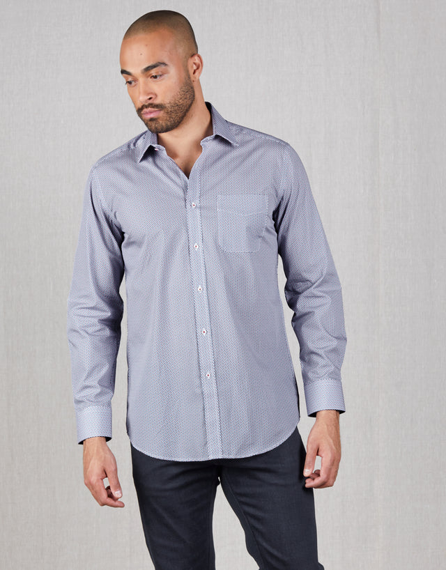 Sinatra Blue & Red Hexagon Shirt Sinatra Blue & Red Hexagon Shirt
