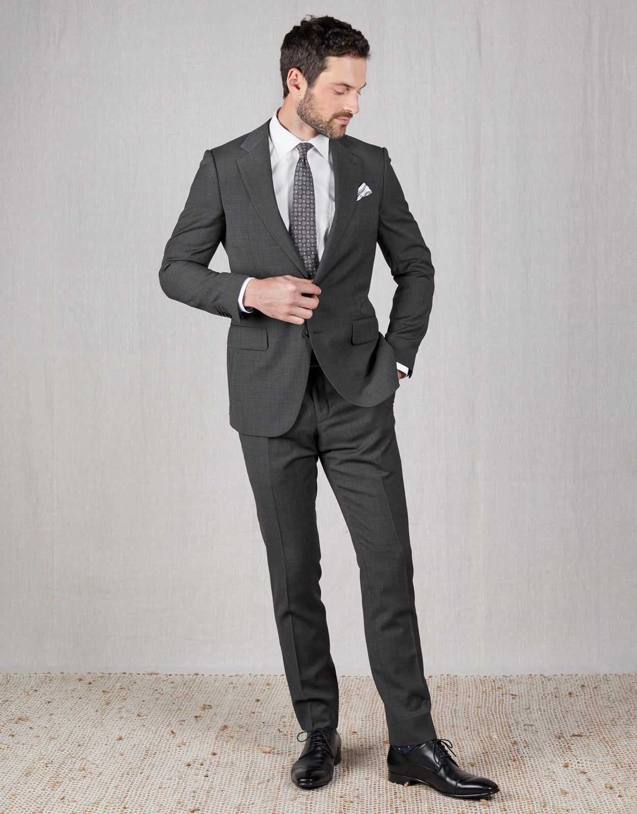 Cooper Charcoal Textured Two Trouser Suit