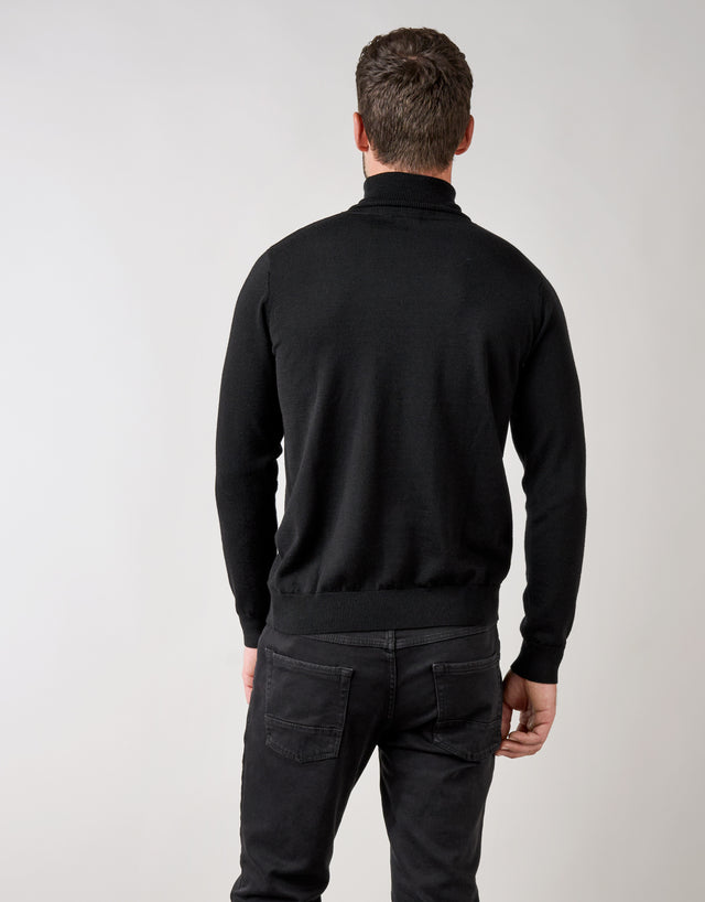 Wanaka Black Roll Neck Jersey