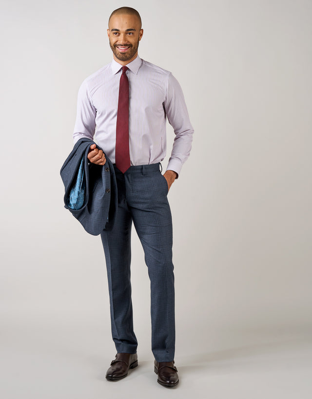 Cooper Blue & Burgundy Check Two Piece Suit