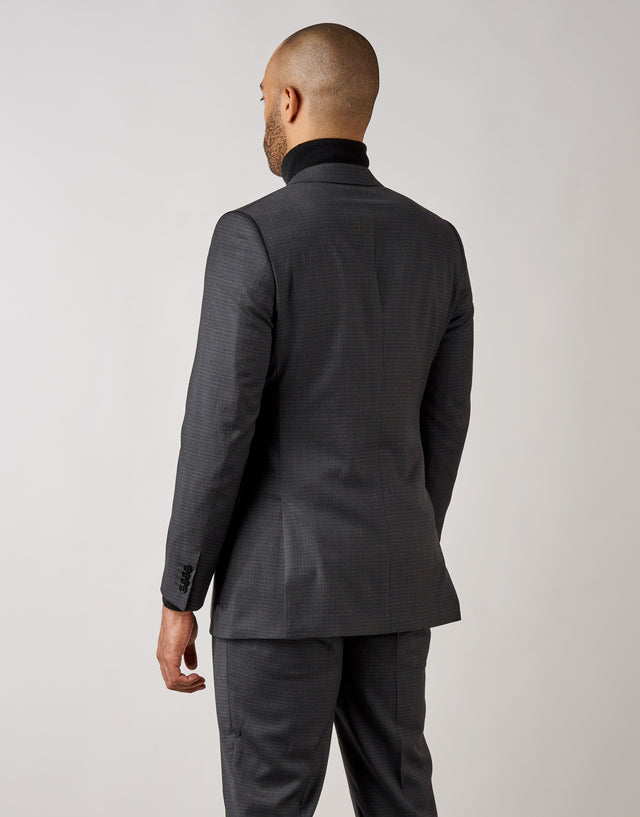 Cooper Charcoal Textured Check Suit Jacket