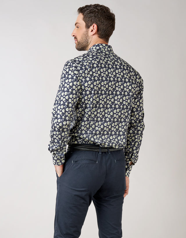 Barbican Blue & Green Floral Print Shirt