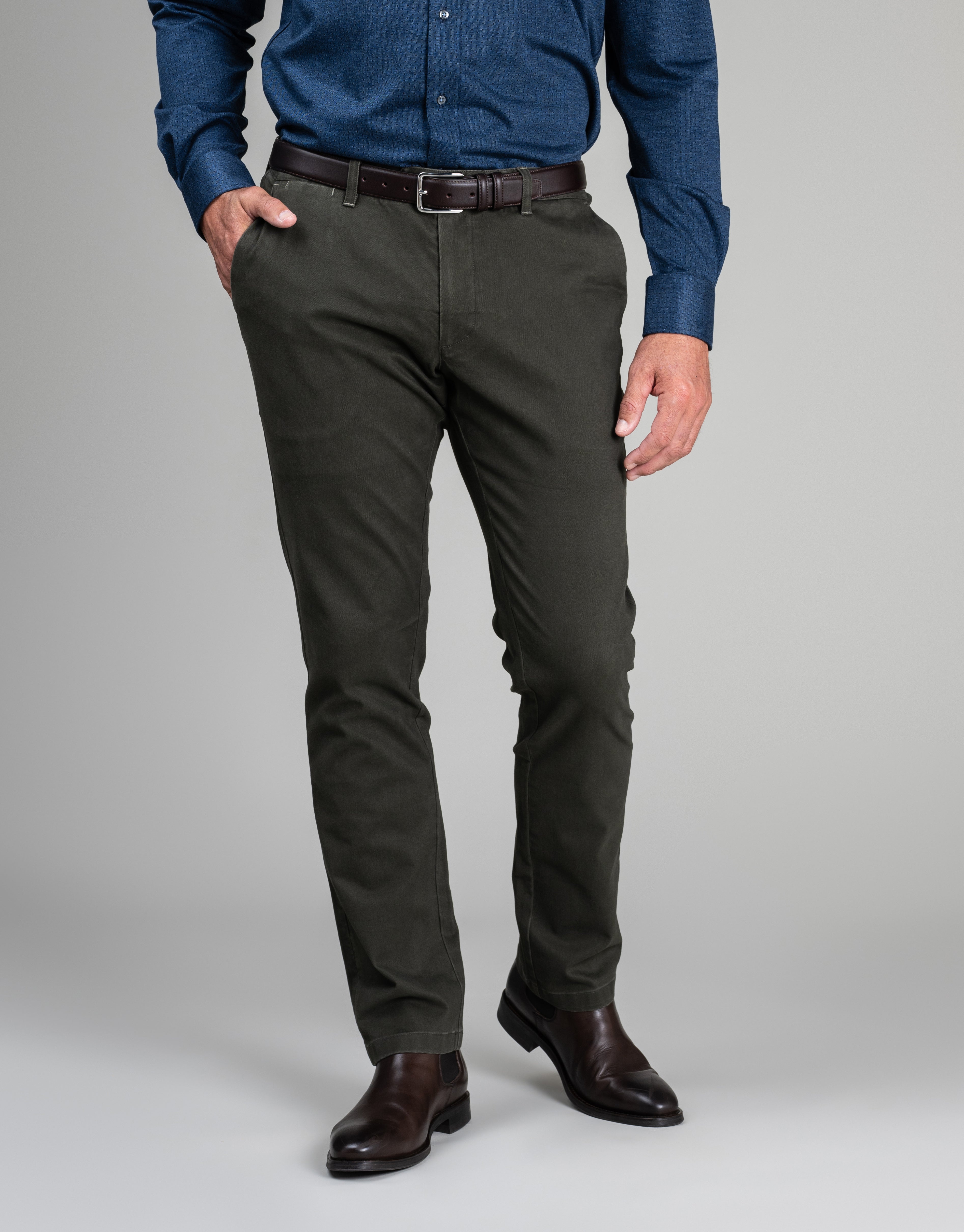 Tyler Dusty Olive Brushed Twill Chinos