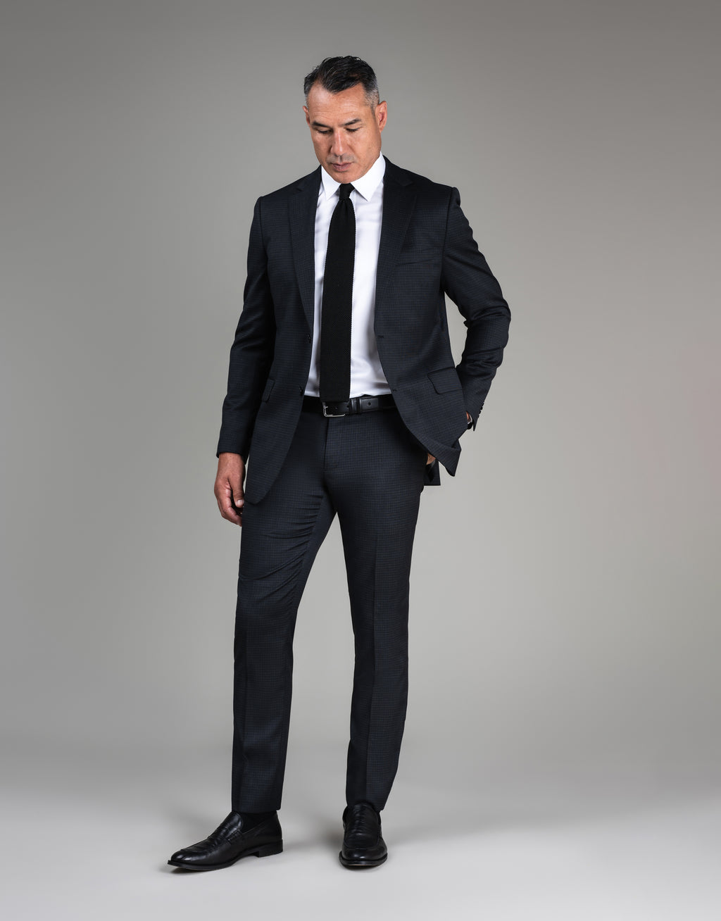 Lotus Charcoal Textured Check Suit Trouser