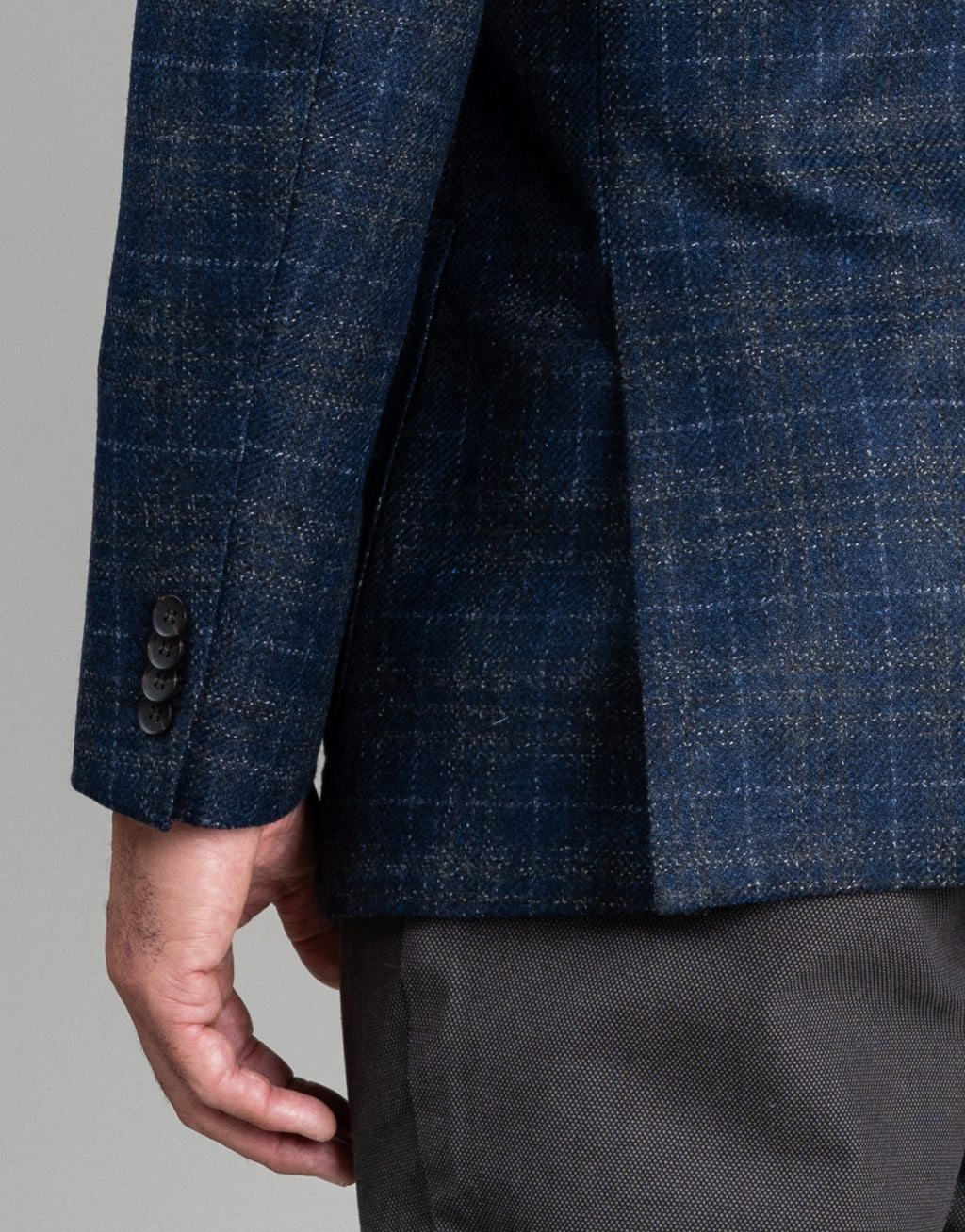 Malta Navy & Brown Check Blazer