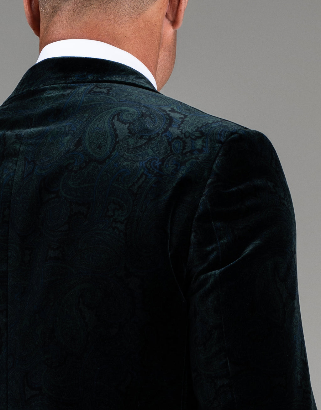 Lyon Bottle Green Paisley Velvet Blazer