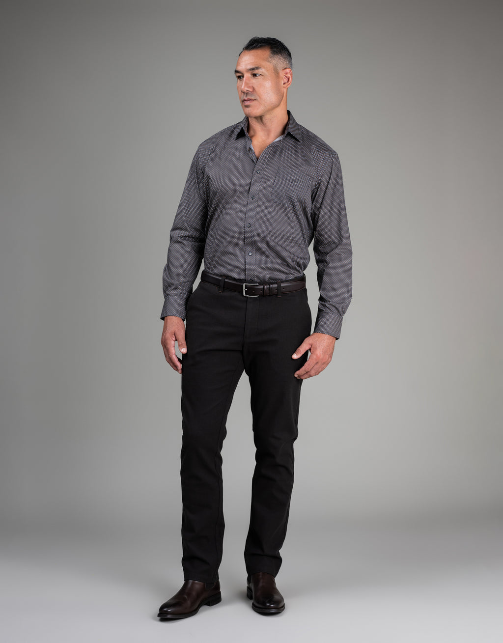 Sinatra Brown & Navy Geometric Print Shirt