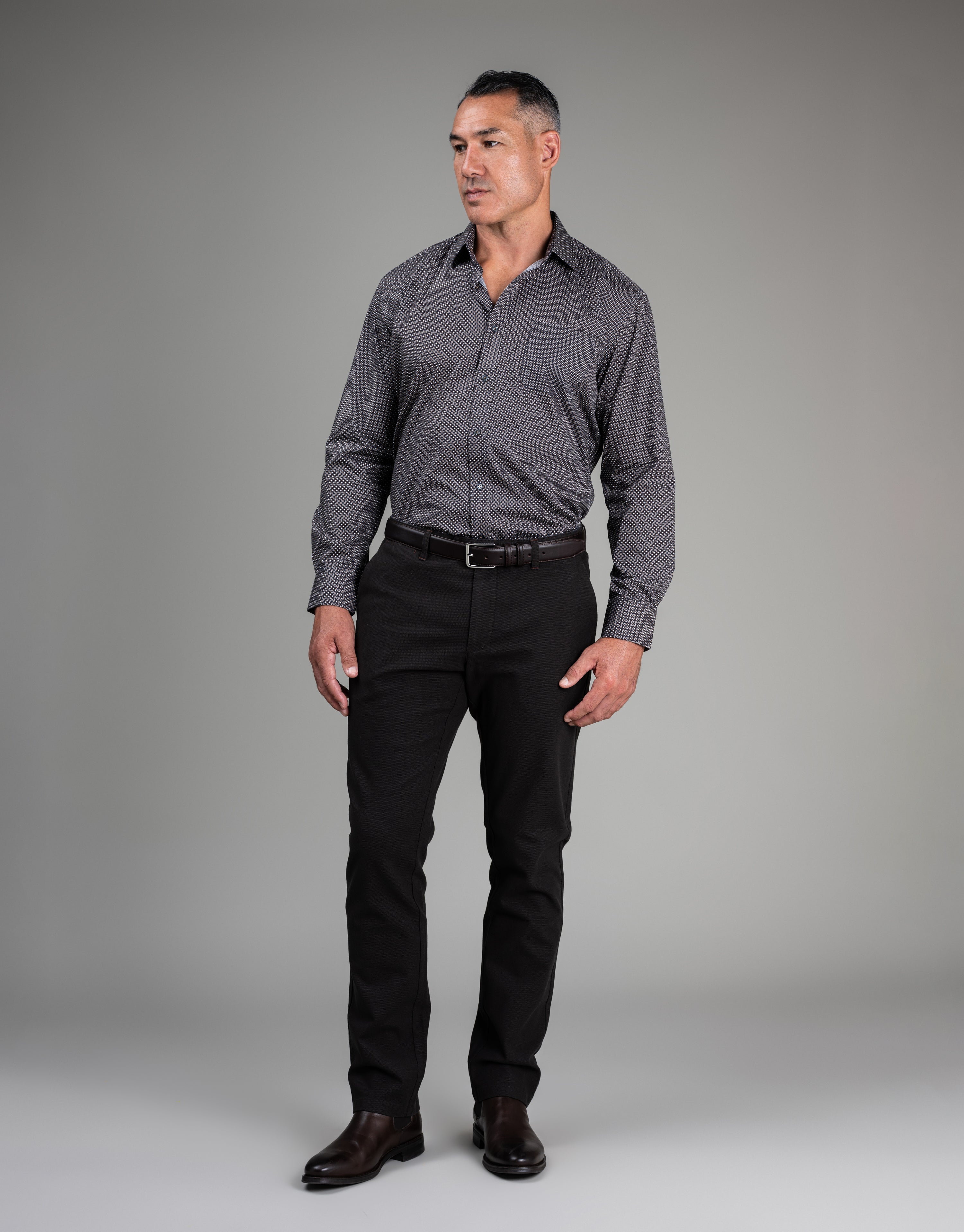 Sinatra Brown & Navy Geometric Print Shirt