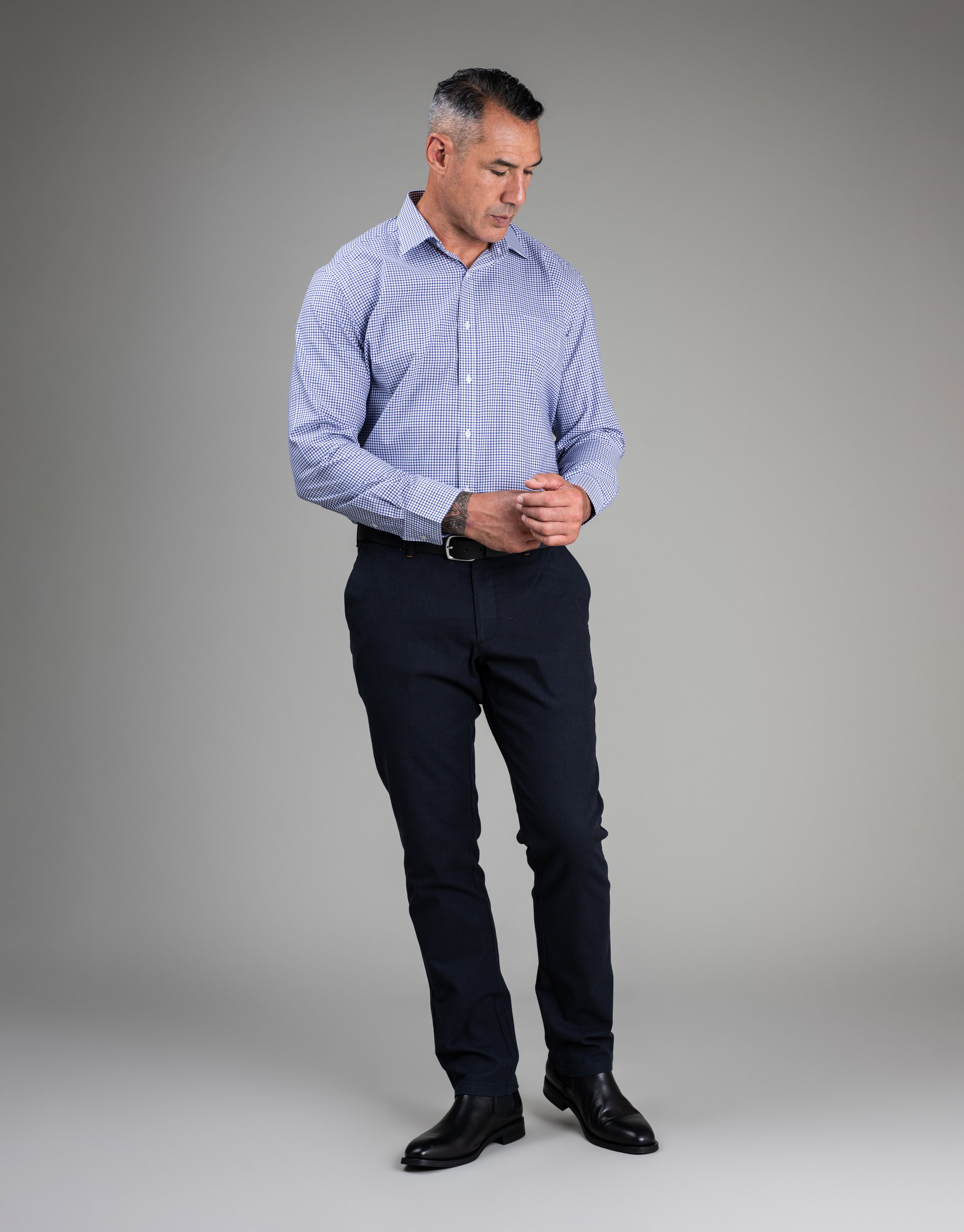 Sinatra Purple & Navy Check Shirt