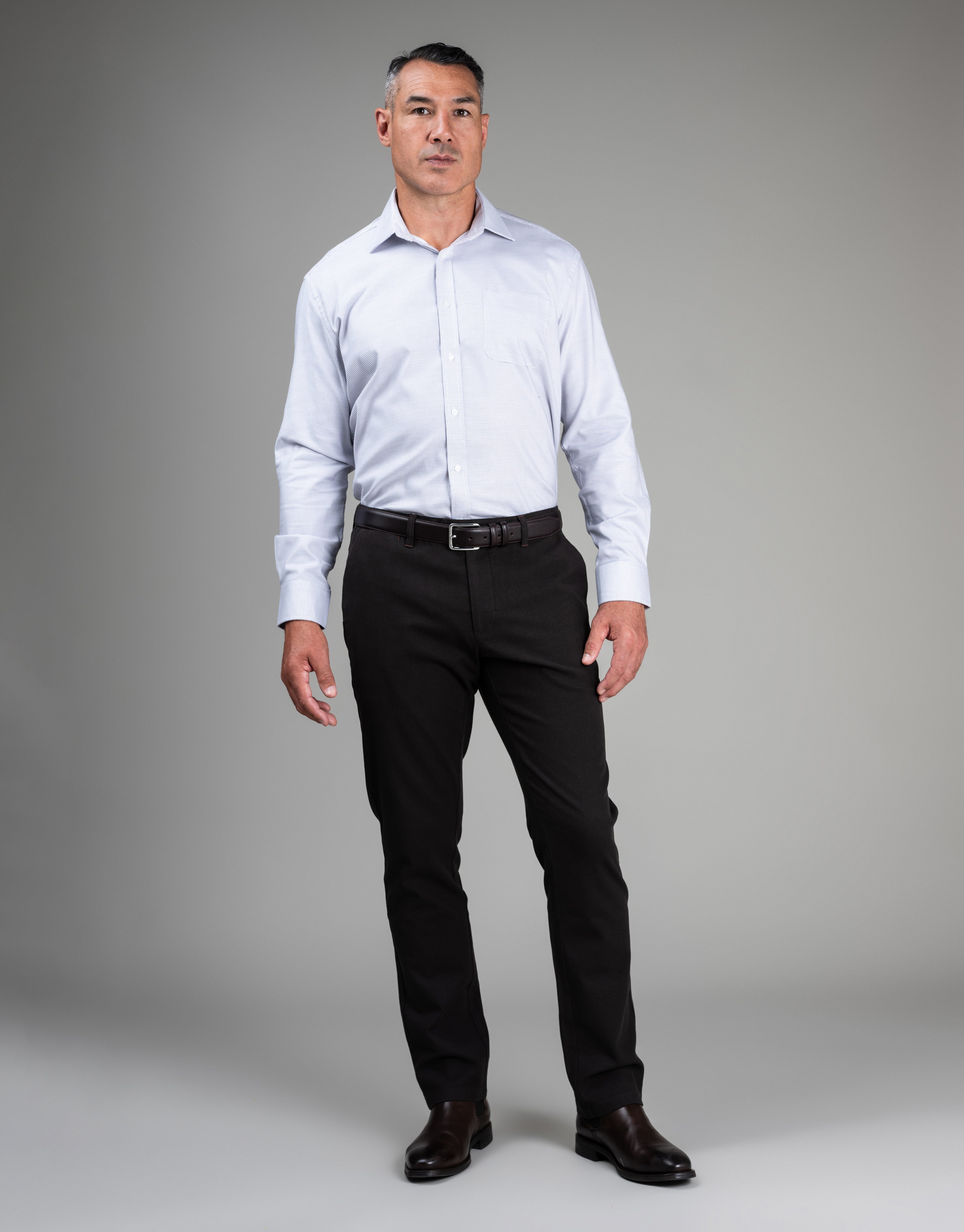 Sinatra White Blue & Brown Micro-design Shirt