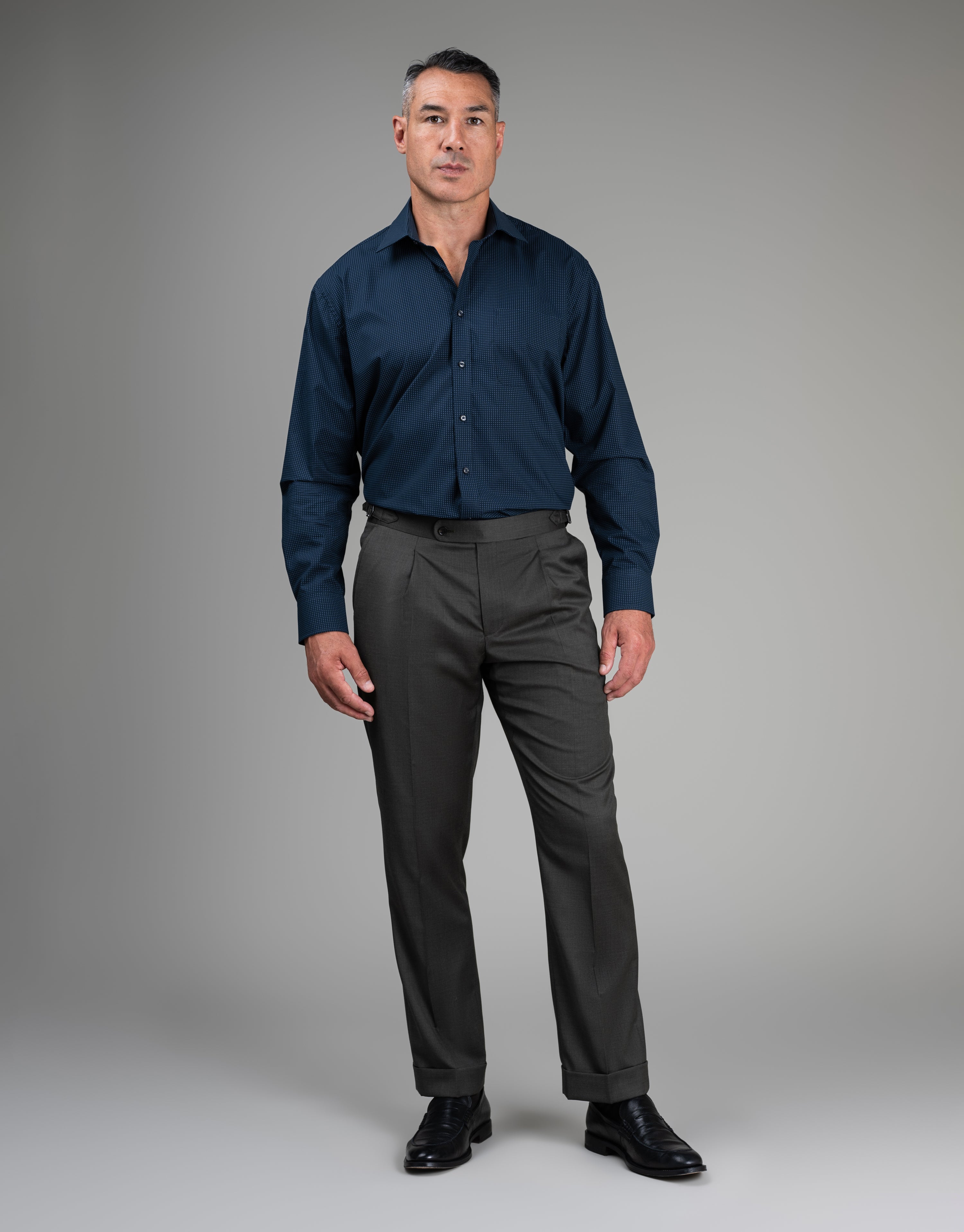 Sinatra Navy Micro-Paisley Print Shirt