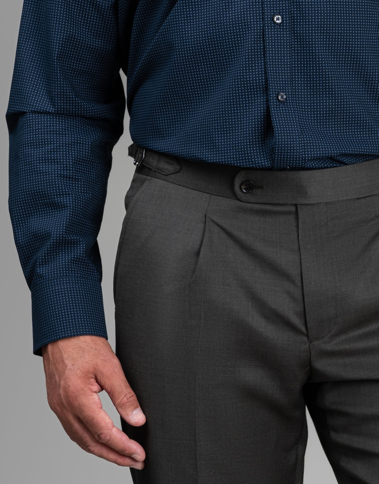 Sinatra Navy Micro-Paisley Print Shirt