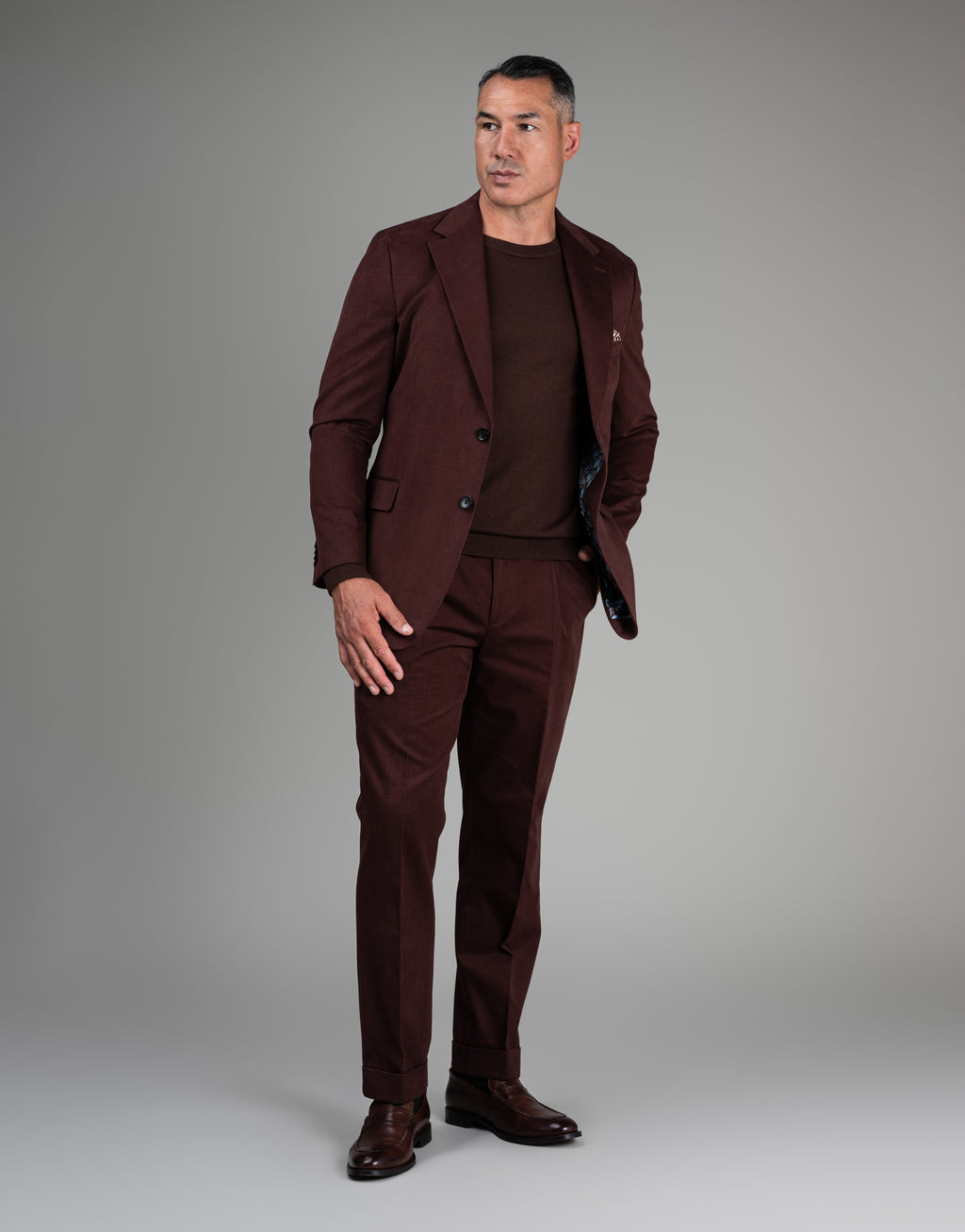 Evans Maroon Cotton-Cashmere Trouser