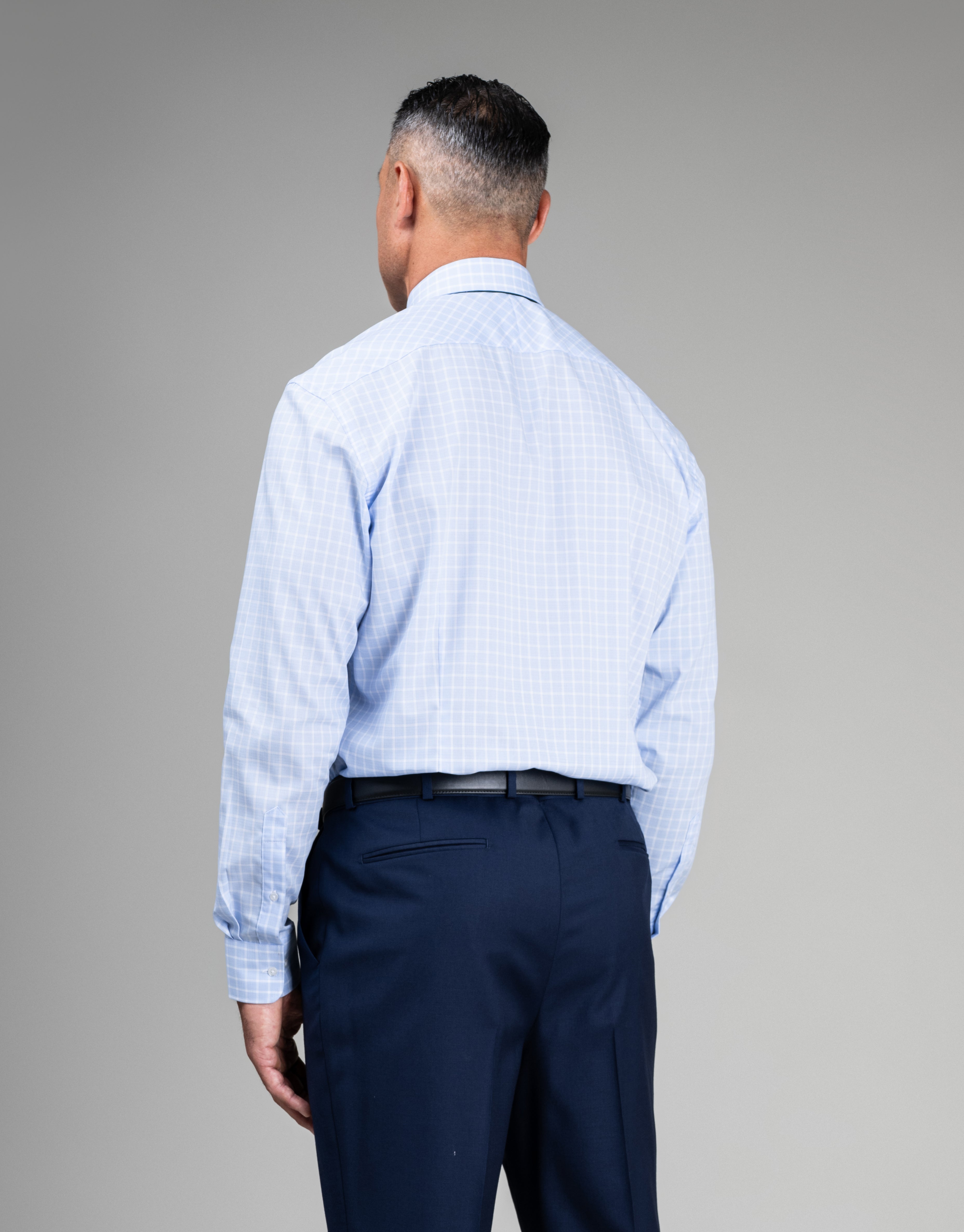 London Blue & White Textured Check Shirt