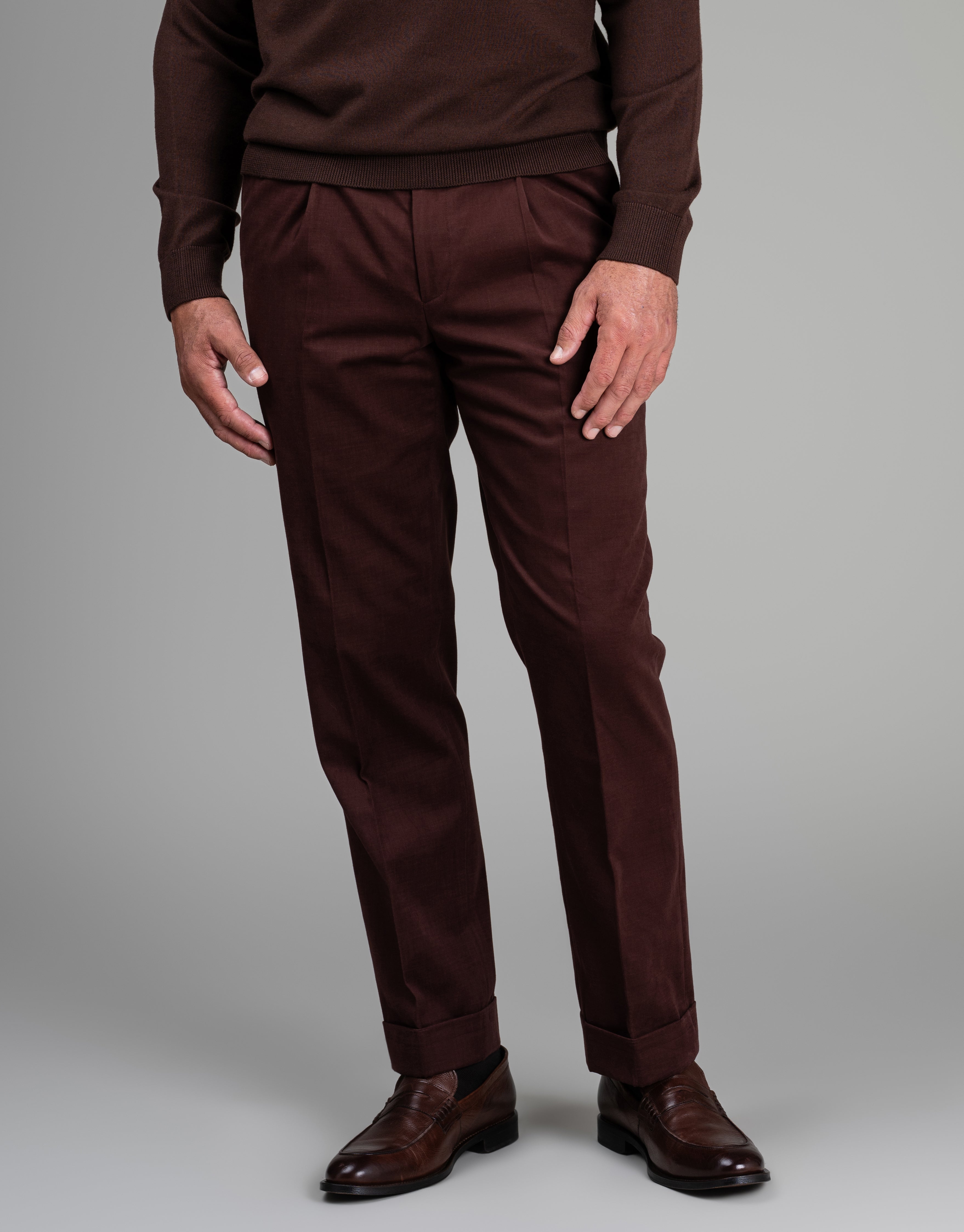 Evans Maroon Cotton-Cashmere Trouser