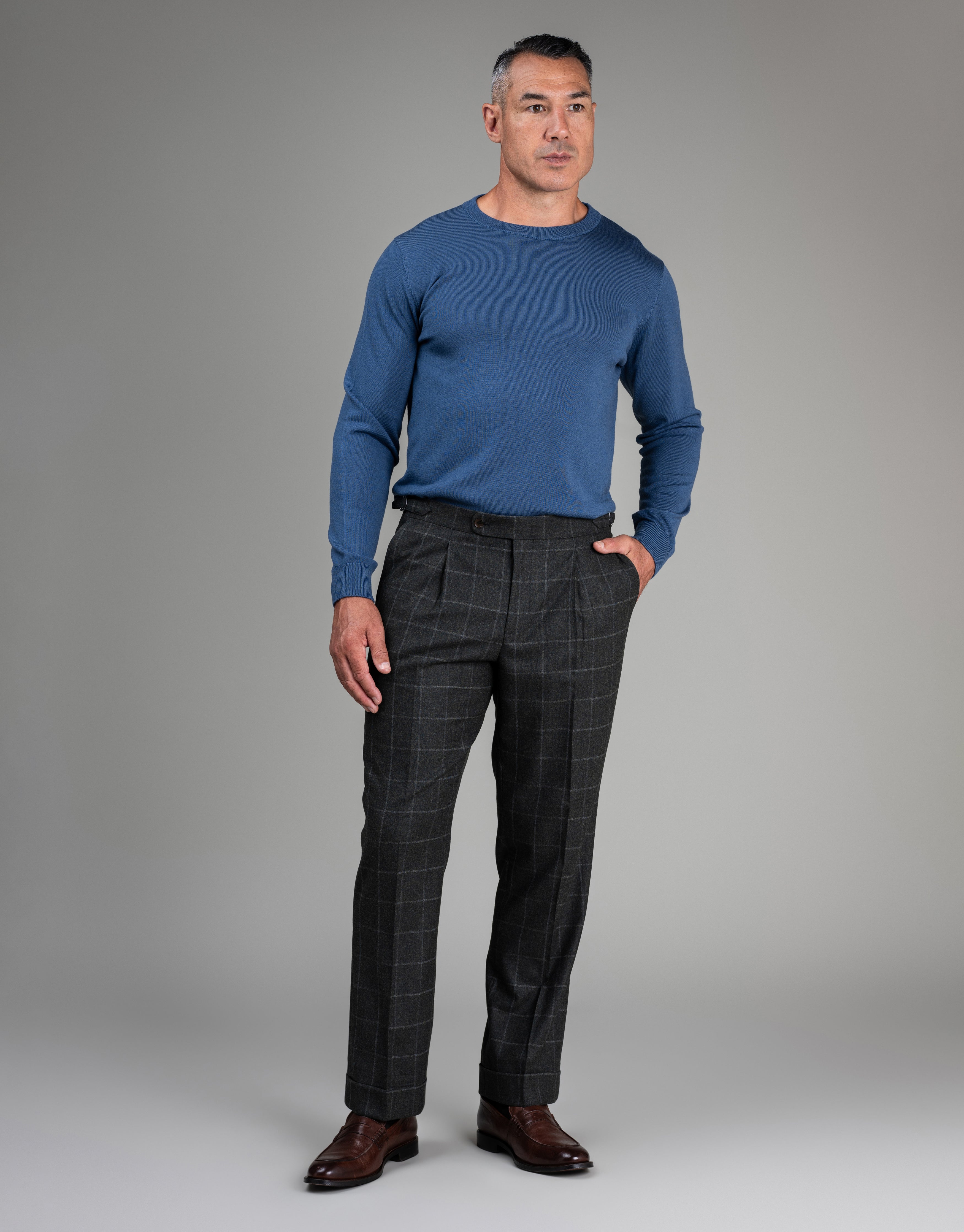 Evans Dark Green Check Flannel Trouser
