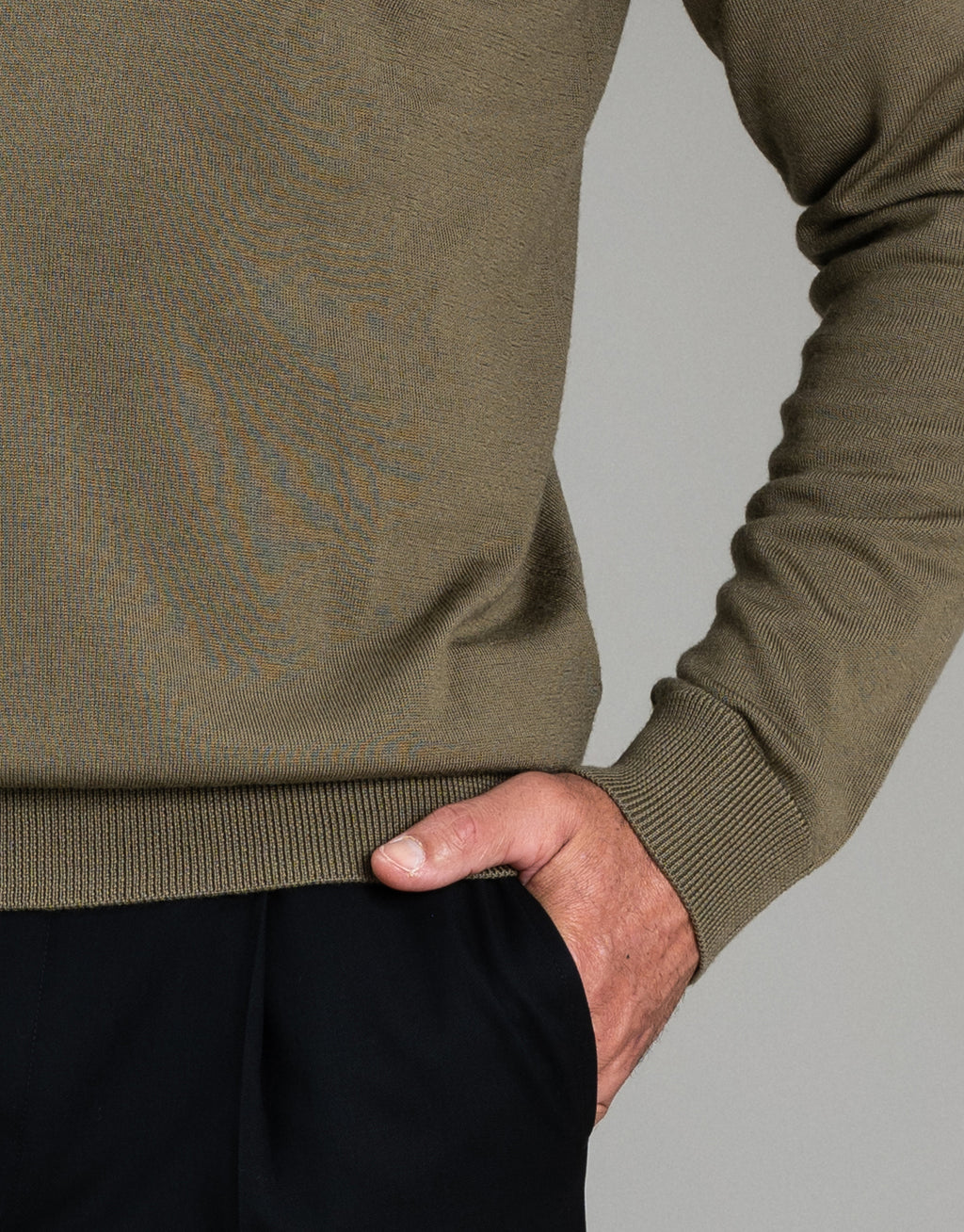Naseby Olive Green Crew Neck Jersey