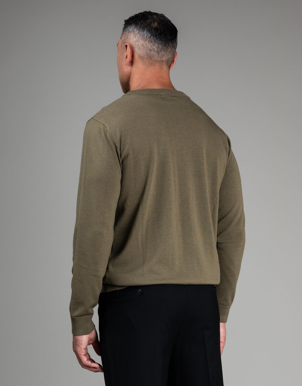 Naseby Olive Green Crew Neck Jersey