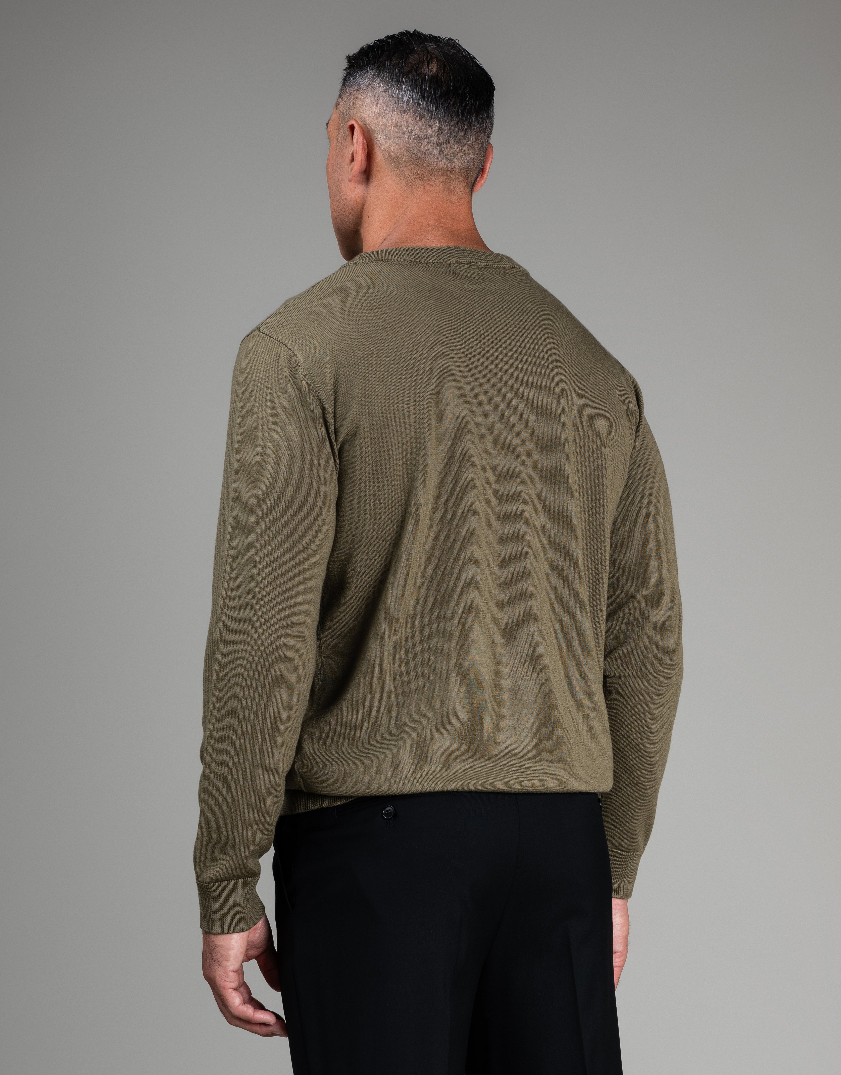 Naseby Olive Green Crew Neck Jersey