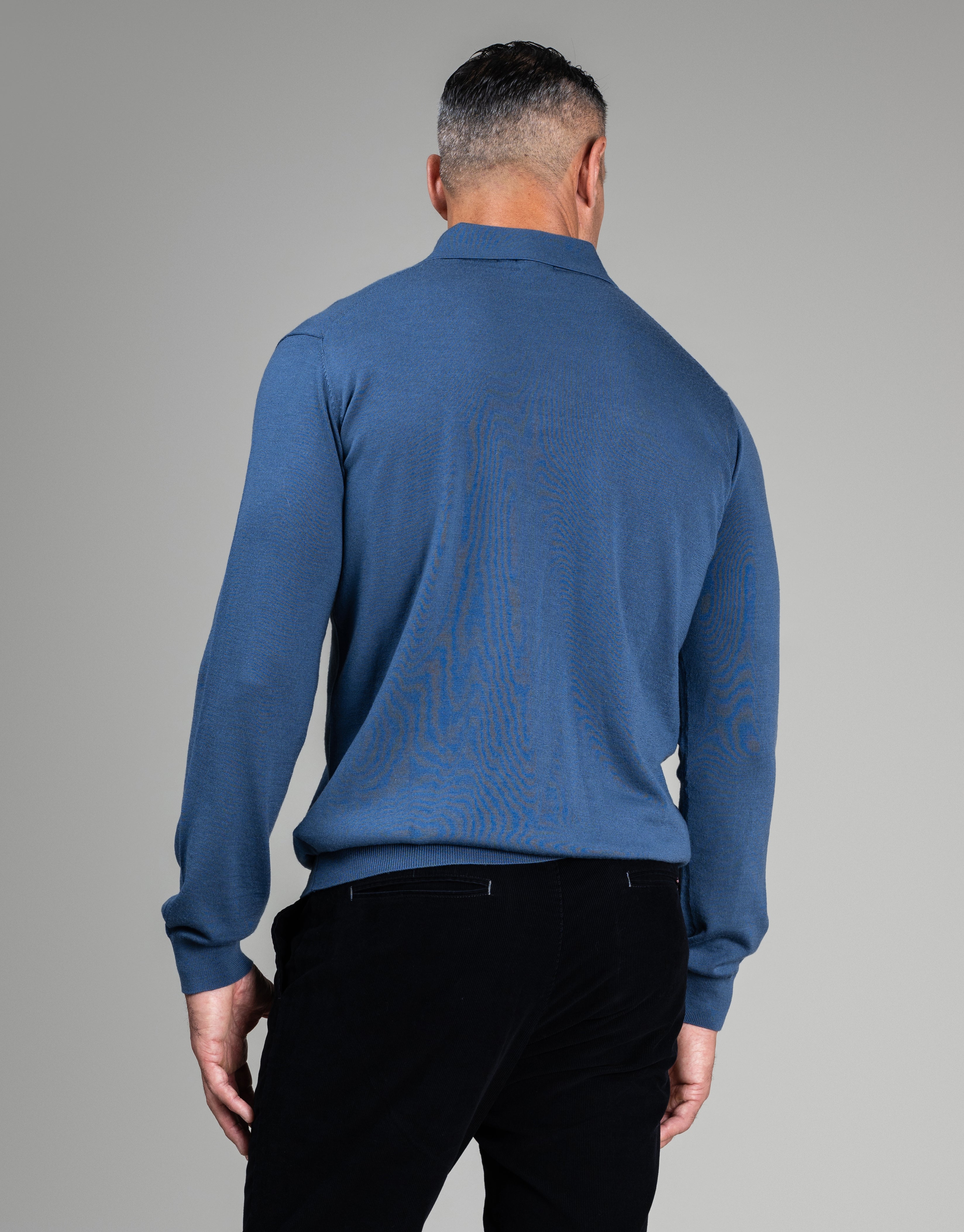 Haast Vintage Blue Merino Polo