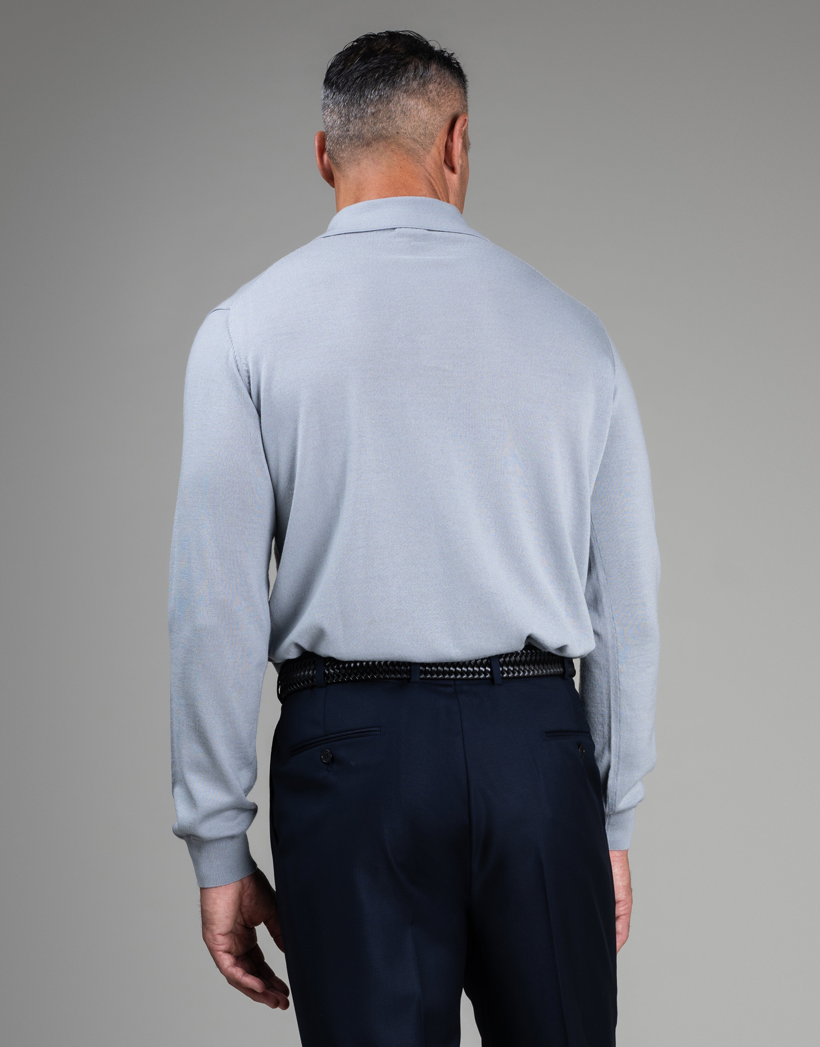 Haast Ash Grey Merino Polo