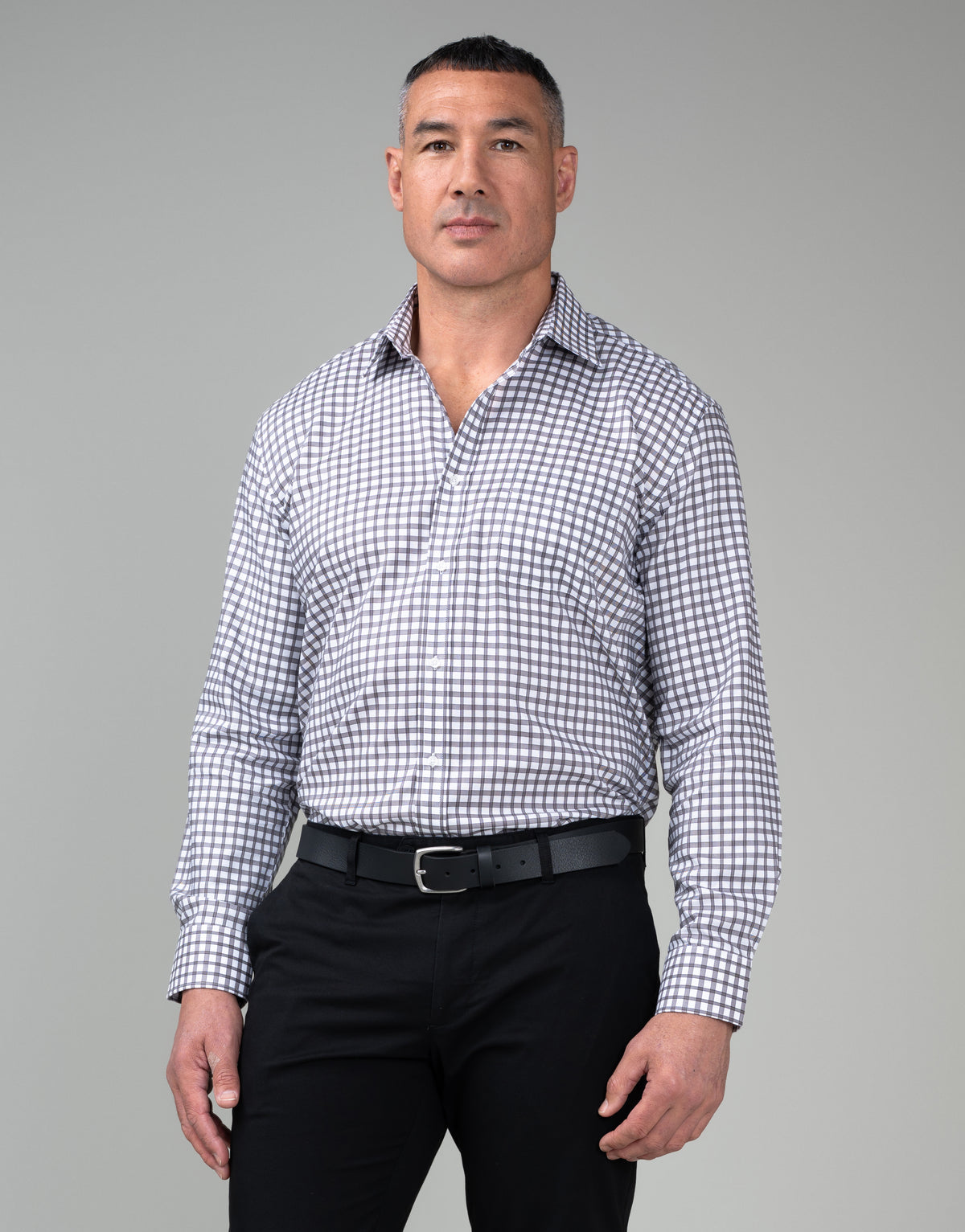 Sinatra Taupe Brown Check Shirt