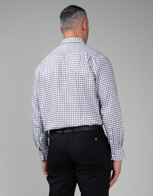 Sinatra Taupe Brown Check Shirt