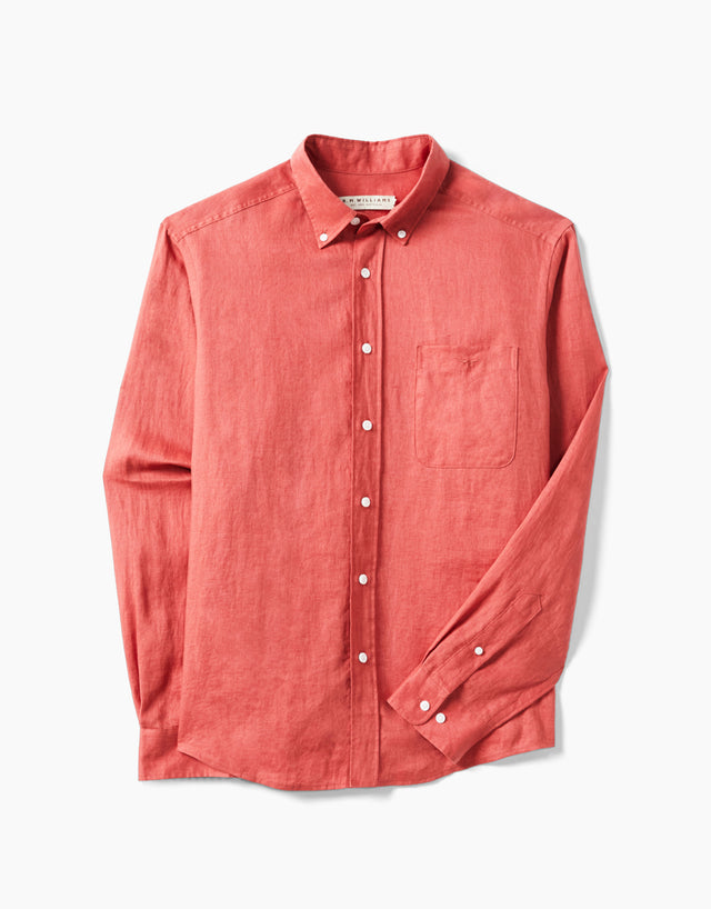 R.M.Williams Collins Brick Linen Shirt