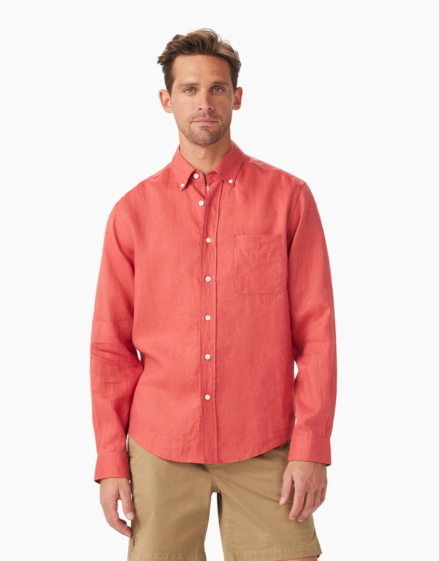 R.M.Williams Collins Brick Linen Shirt