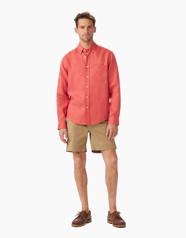 R.M.Williams Collins Brick Linen Shirt