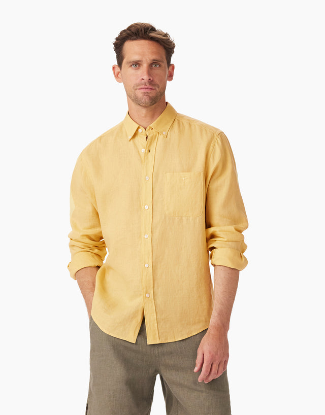 R.M.Williams Collins Yellow Linen Shirt
