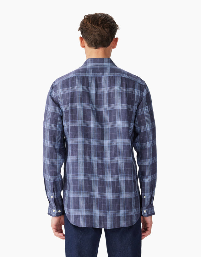 R.M. Williams Robe Linen Navy And Blue Shirt
