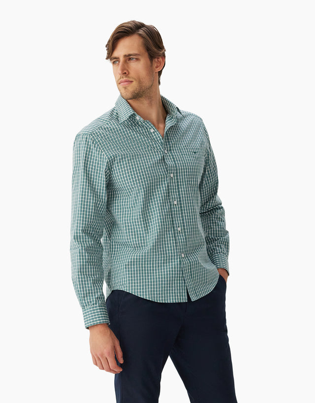 R.M.Williams Collins Green and Blue Check Shirt